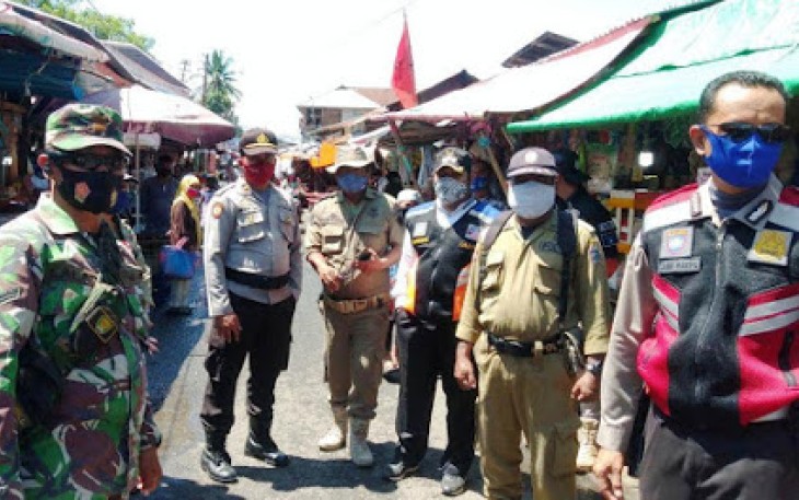 Aparat Gabungan Terus Tegakkan Protokol Kesehatan Di Wilayah Kota Bitung