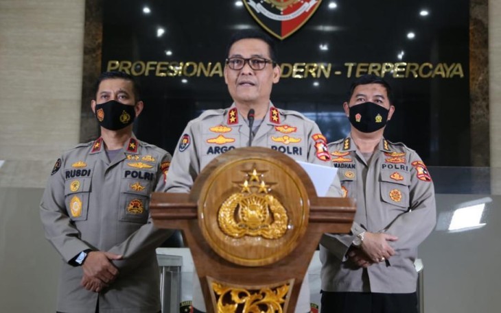 Kepala Divisi Humas Polri Irjen Pol Raden Prabowo Argo Yuwono saat memberikan keterangan kepada Media