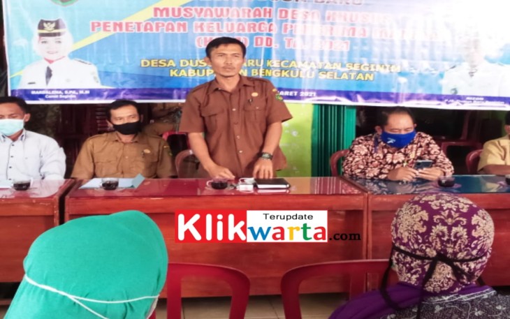 Musdes Khusus Bahas Tentang Penetapan Data Calon Penerima BLT-DD Desa Dusun Baru Tahun 2021