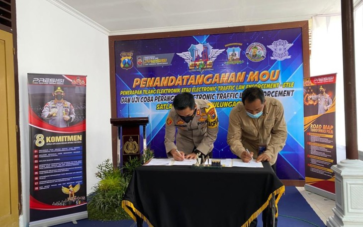 Polres Tulungagung Launching dan Penanda Tanganan MoU Electronic Traffic Law Enforcement