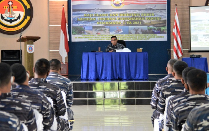 Danlantamal IV  Laksamana Pertama TNI Indarto Budiarto SE MHan Hadiri Kaji Ulang dan Breafing Akhir Latopshantai Koarmada I 2021