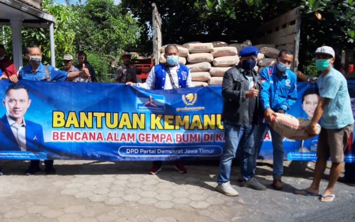 Korban Gempa di Malang Digelontor Bantuan dari Demokrat Jatim