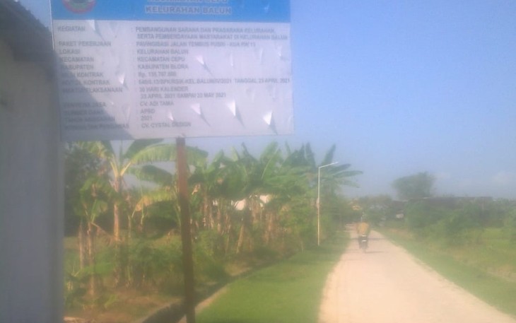 Lokasi Proyek Pavingisasi yang Dikerjakan CV Adi Tama di Kelurahan Balun Cepu M