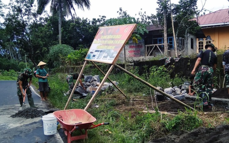 Lokasi pembangunan pos kamling oleh satgas TMMD kodim Bitung
