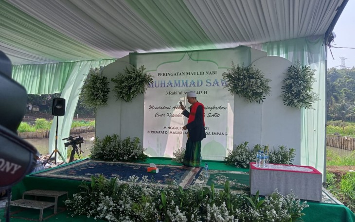 Satgas TMMD di Bedahan Ikuti Peringatan Maulid Nabi Sekaligus Jalin Silaturahmi