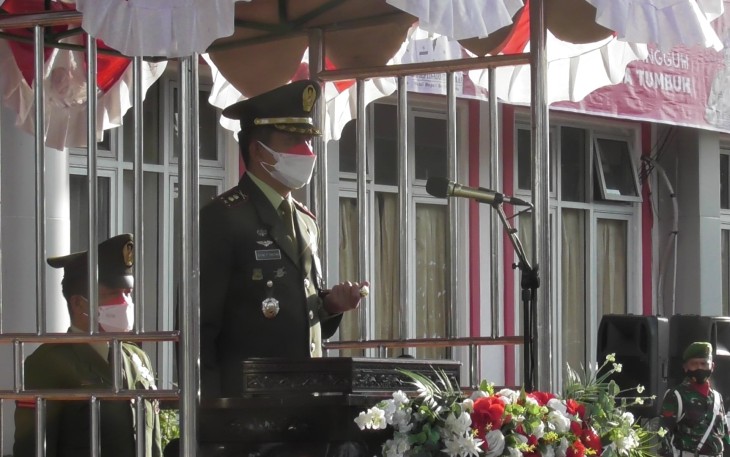 Berjalan Khidmat, Dandim 0423 BU Pimpin Upacara Pengibaran Bendera HUT ke-76 RI Kab.BU