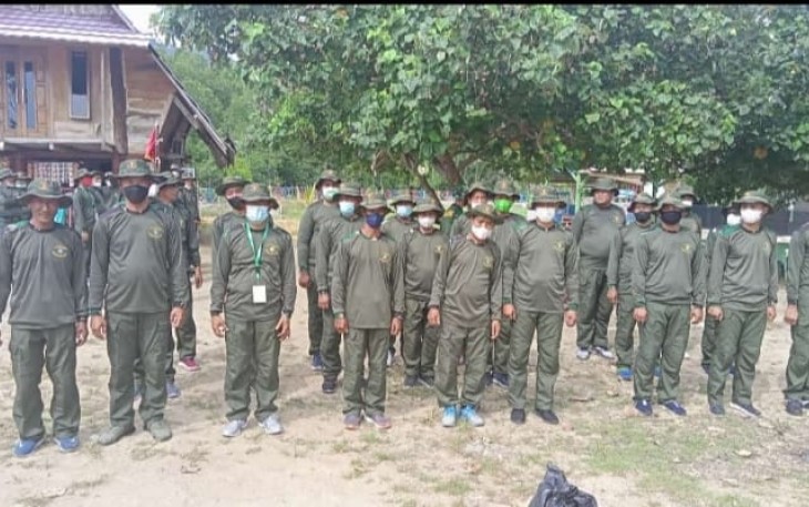Kegiatan upacara Pembukaan Outbound Wawasan kebangsaan yang di adakan untuk Kepala Desa kabupaten Ogan Kemering Ulu (Oku) Timur