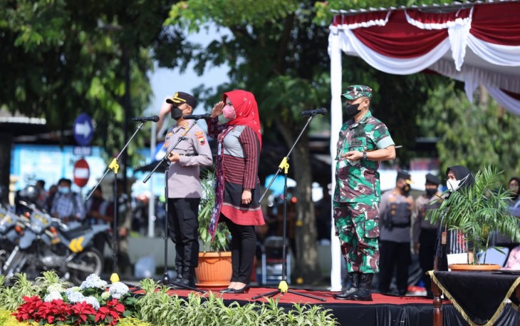 Suasana apel gelar pasukan ops lilin Candi 2021 di Mapolres Klaten