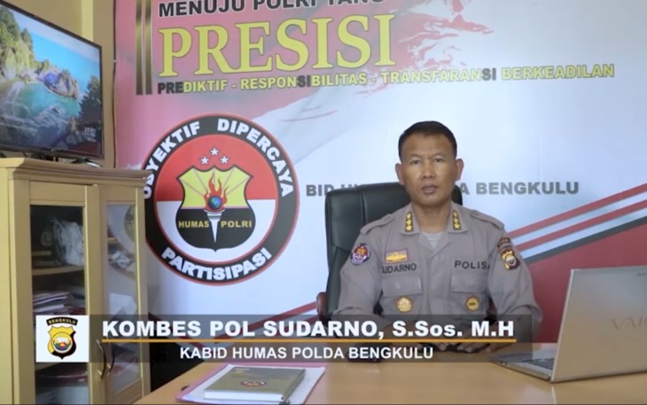 Kabid Humas Polda Bengkulu Kombes Pol Sudarno SSos MH 