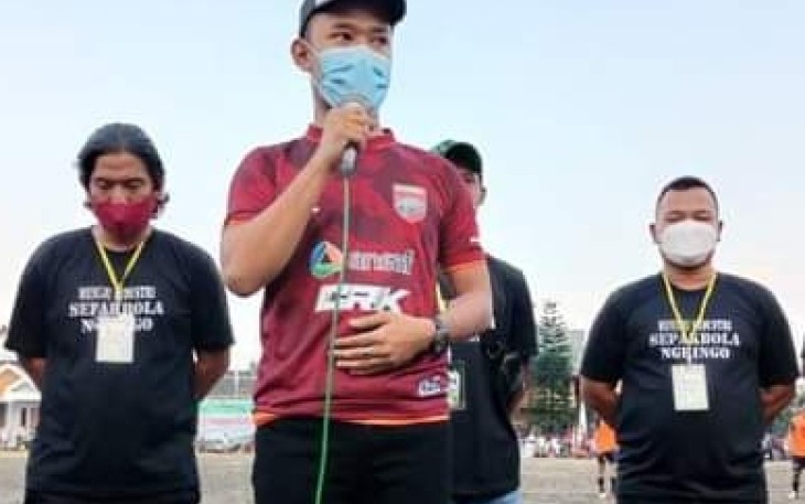 Ketua MPC Pemuda Pancasila Kabupaten Karanganyar, Disa Ageng Alifven (berkaos merah).