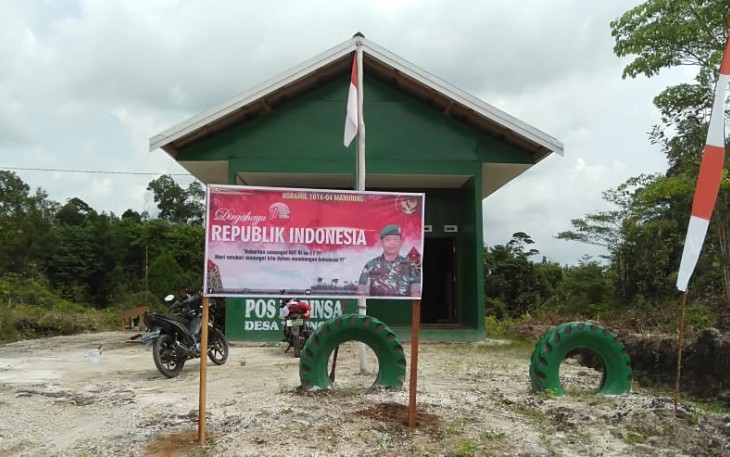 Koramil Manuhing Percantik Markas Jelang HUT Ke-77 Republik Indonesia