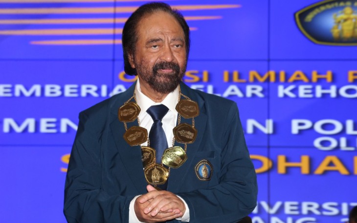 Surya Dharma Paloh di kampus UB, Malang, Senin (25/7/2022).