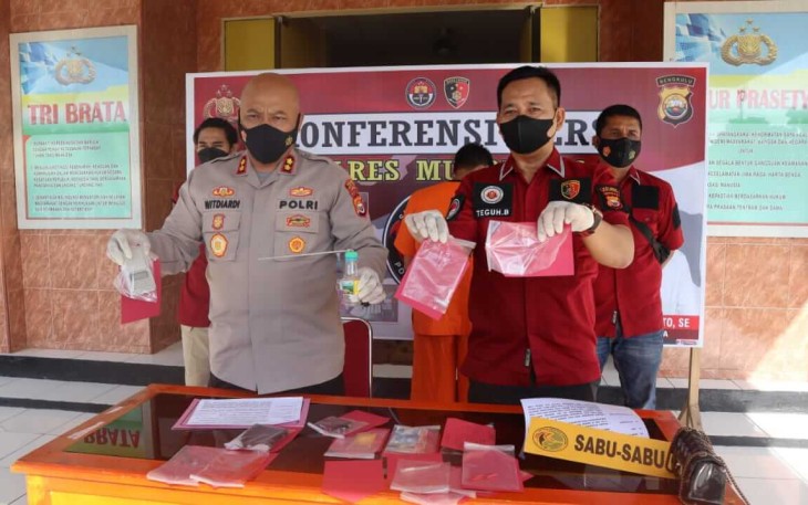 Conference Pers Polres Mukomuko ekspos tersangka dan barang bukti