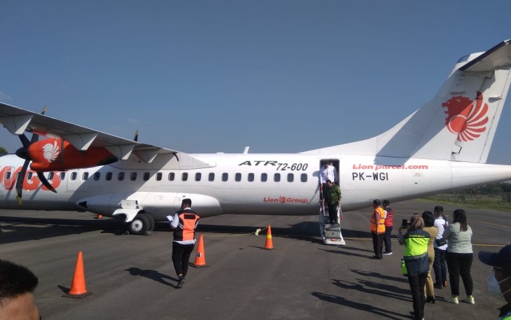 Maskapai Wings Air terbang perdana ke Bandara Ngloram Cepu kabupaten Blora Jawa Tengah.
