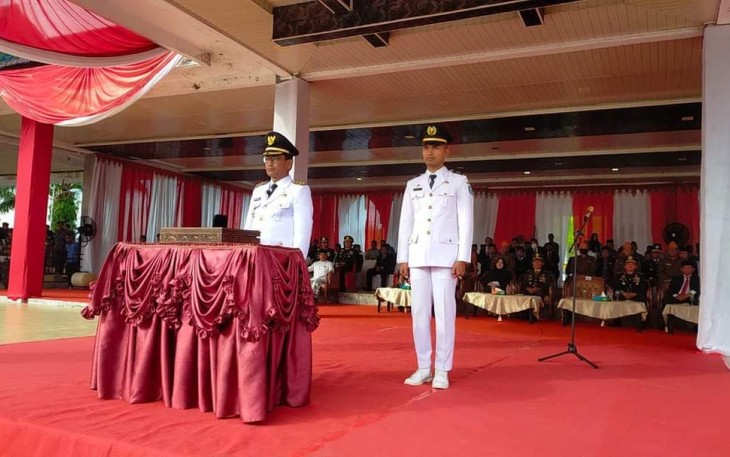 Pj Bupati Ir Mahyuddin saat bertindak Sebagai Inspektur Upacara