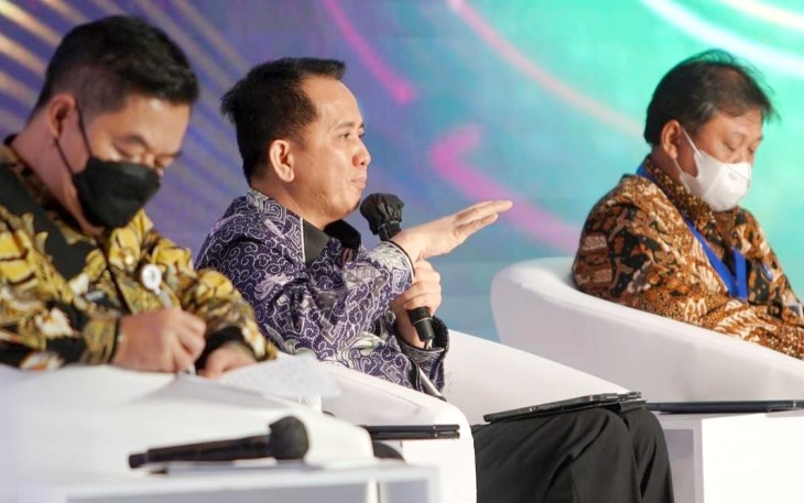 Dirjen Keuda Kemendagri Agus Fatoni dalam Rakorpusda Pengendalian Inflasi Tahun 2022 di Shangri-La Ballroom, Surabaya, Jawa Timur, Rabu pekan lalu.