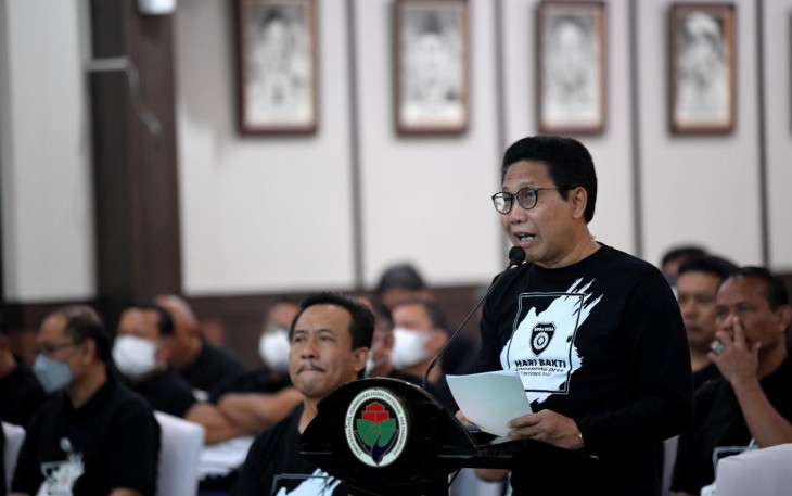 Gus Halim dalam pidato peringatan puncak Hari Bakti Pendamping Desa di Jakarta, Jumat (7/10/2022).