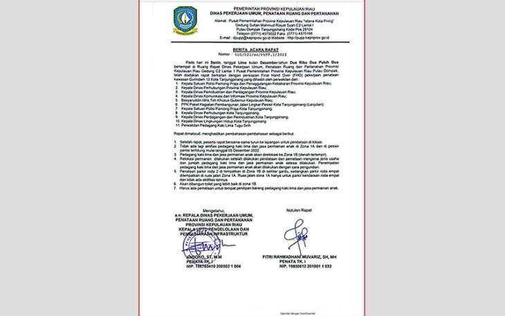 Berita Acara Rapat.
