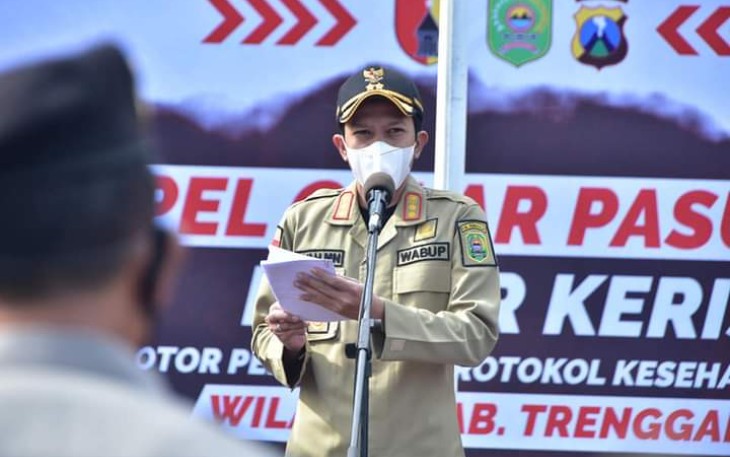 Wakil Bupati Trenggalek, Syah Muhamad Natanegara, saat memberikan sambutan di Mapolres Trenggalek, Senin (24/1/2022) (Foto : Hardi Rangga, klikwarta.com)