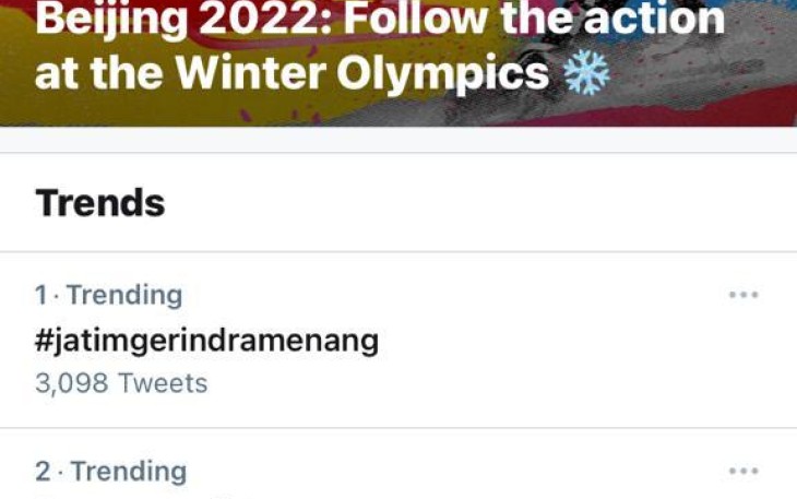 Tagar #jatimgerindramenang yang menjadi _trending topics_ twitter