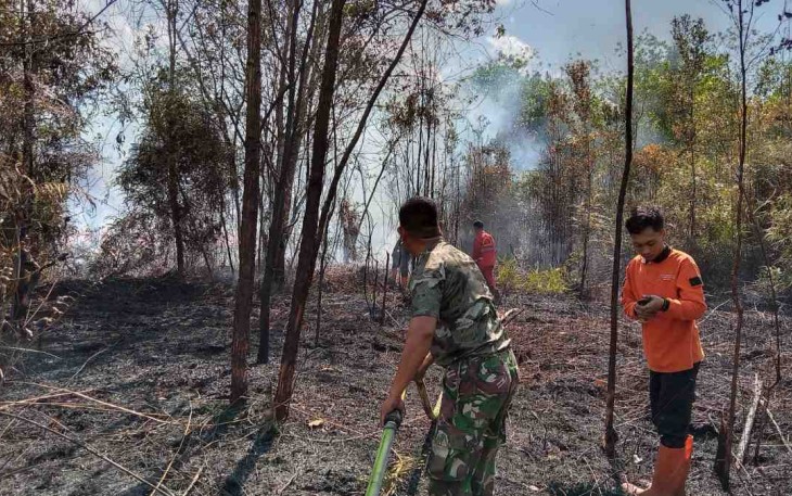 Pabung Katingan Mengerahkan Anggota Terjun Ke Lapangan Padamkan Api