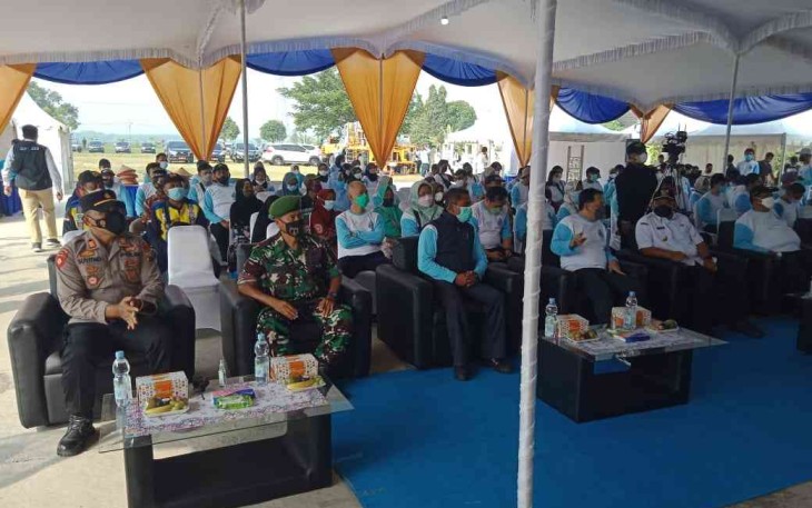 Peringati Hari Air Sedunia Ke 30, Danramil Paron Sambut Bupati Ngawi di Desa Ngale