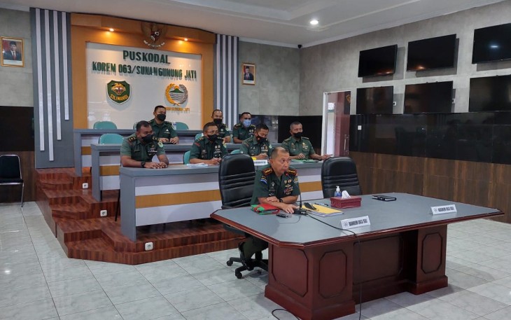 Siapkan secara matang kegiatan TMMD,Danrem 063/SGJ Pimpin Rapat secara virtual