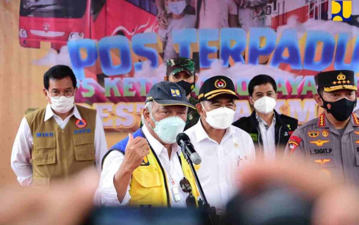 Kementerian PUPR siapkan jalur pansela untuk mudik lebaran, disampaikan Menteri Basuki saat pengecekan rest area KM 57. Selasa (26/4/2022)