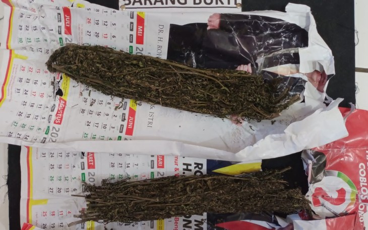 Barang Bukti terbungkus kalender saat diamankan 