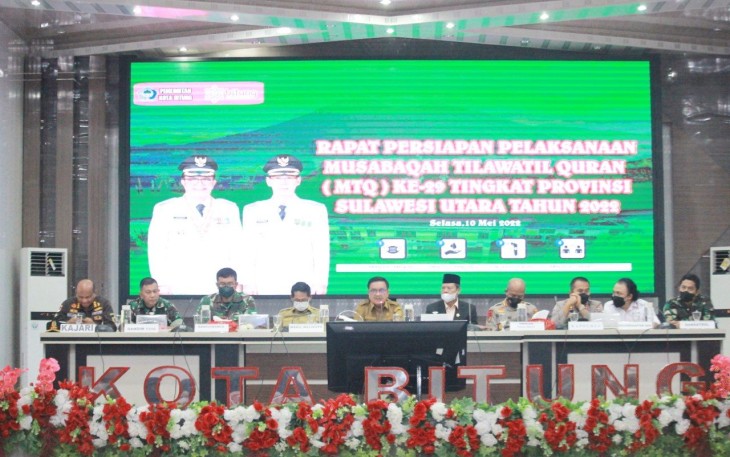 Pemkot Bitung bersama Forkopimda,saat rapat persiapan MTQ, Selasa (10/5/2022)
