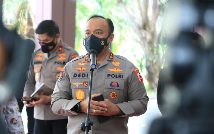 Kadiv Humas Polri saat memberikan keterangan pers Densus 88 di Jakarta. Rabu (11/05/2022)