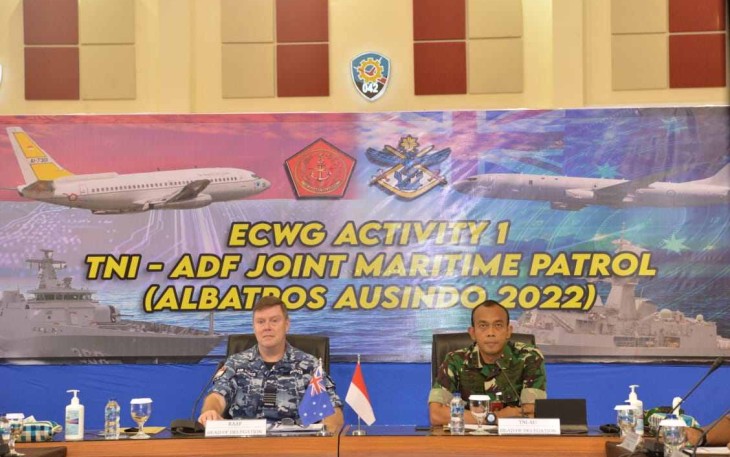 Danwing Udara 5 lanud Sultan Hasanuddin saat konferensi pers latma Albatros Ausindo 2022