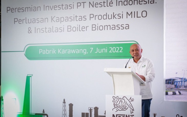 MenkopUKM saat acara peresmian perluasan kapasitas produksi MILO di Karawang 
