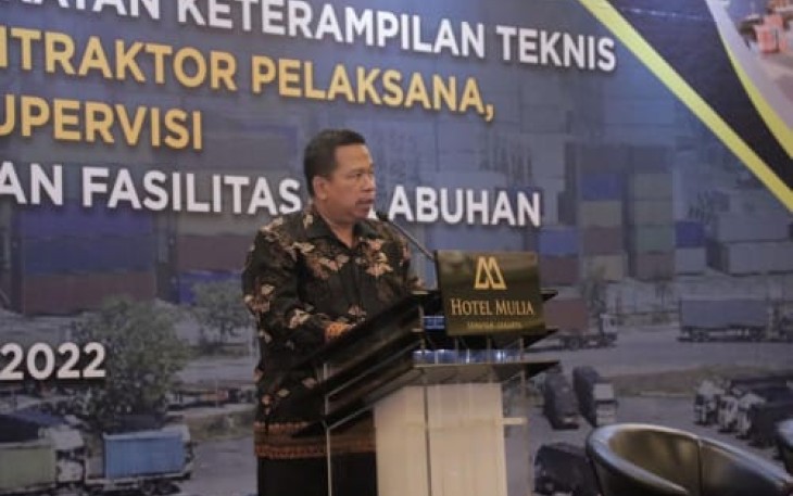 Direktur Kepelabuhanan Subagiyo saat sambutan acara  pelatihan di Jakarta 