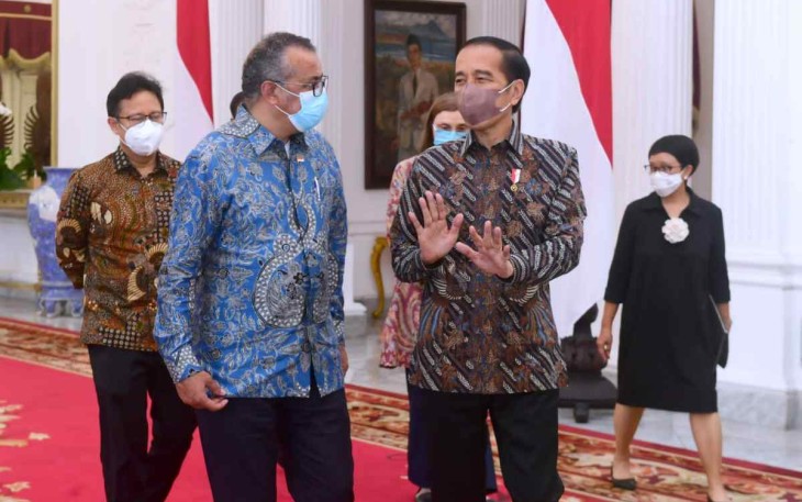 Menkes Budi Gunadi saat mendampingi kunjungan Dirjen WHO di Istana Merdeka Jakarta 