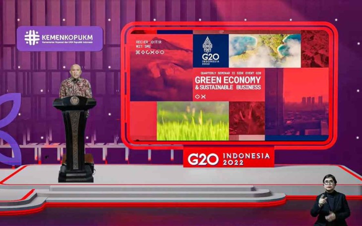 MenkopUKM saat acara Side Event G20 di Jakarta 