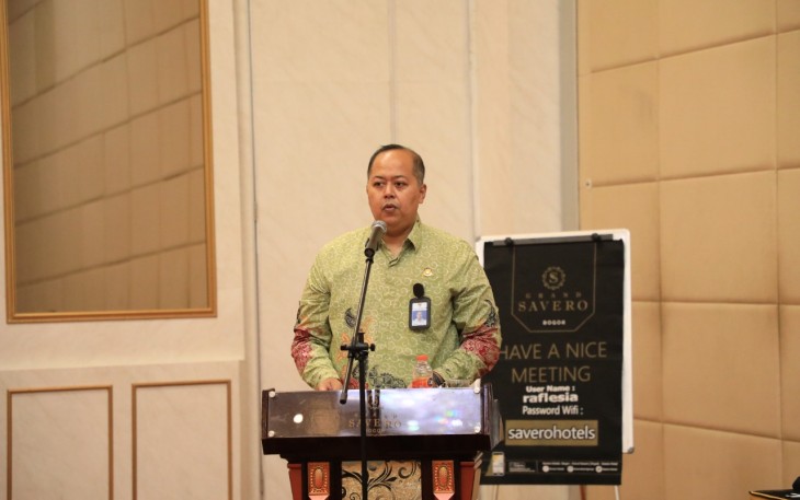 Kepala Sub Direktorat Pengerukan dan Reklamasi Yudhonur Setyaji saat membuka acara Bimbingan Teknis Badan Usaha Pengerukan dan Reklamasi di Bogor.