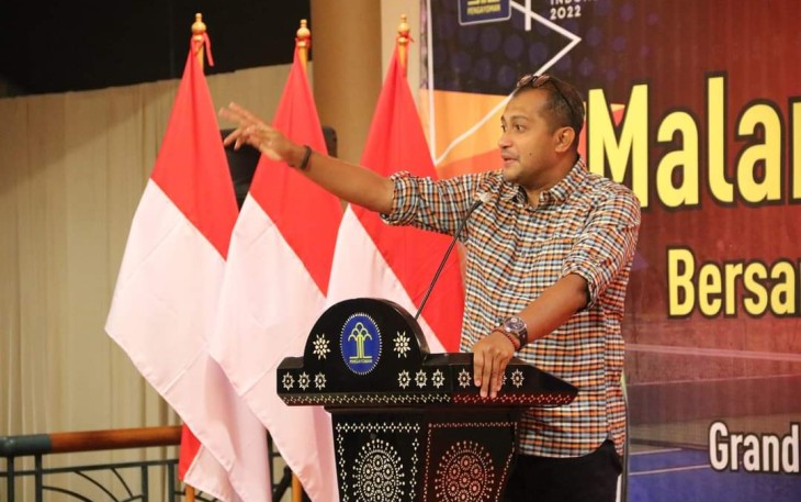 Wamenkumham saat memberikan sambutan di acara tamah atlet