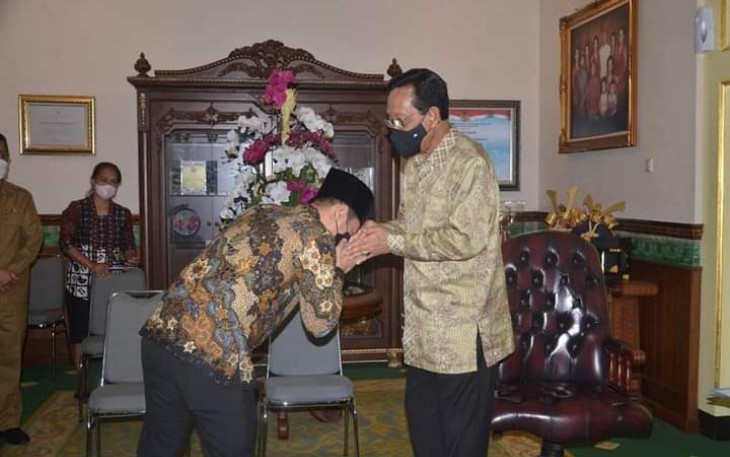 Bupati Trenggalek, Mochamad Nur Arifin, bersama Forkopimda, saat sowan Gubernur DIY, Sri Sultan Hamengkubawono X, Senin (1/8/2022).