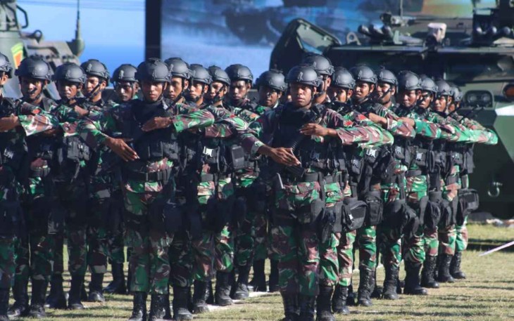 Ilustrasi peragaan defile prajurit 