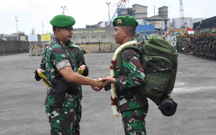 Satgas Yonif 410/Alg tiba di Semarang disambut Kasdam IV/Diponegoro