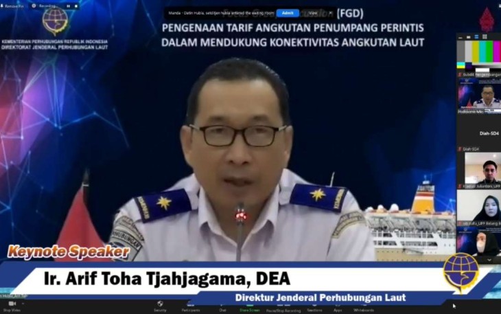 Dirjen perhubungan laut Arif Toha saat FGD Penetapan Tarif Angkutan Penumpang Perintis di Makassar 