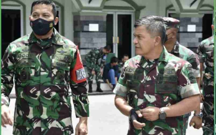 Danrem 023/KS dampingi Pangdam I/BB Tinjau langsung Latihan Posko I Korem 023/KS. Selasa (26/4/2022) 