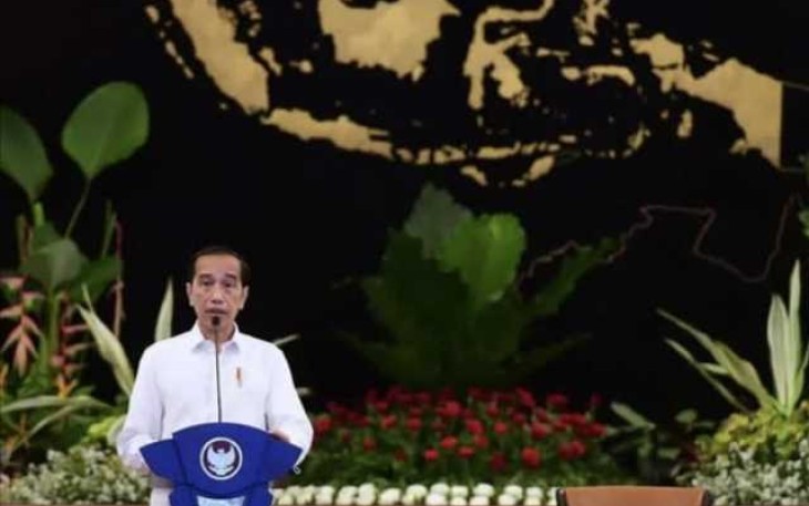 Presiden Joko Widodo saat memberikan pidato di Jakarta. Selasa (10/05/2022)