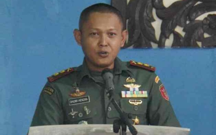 Dandim saat memberikan sambutan dalam acara pelantikan PPM di gedung Sanggam