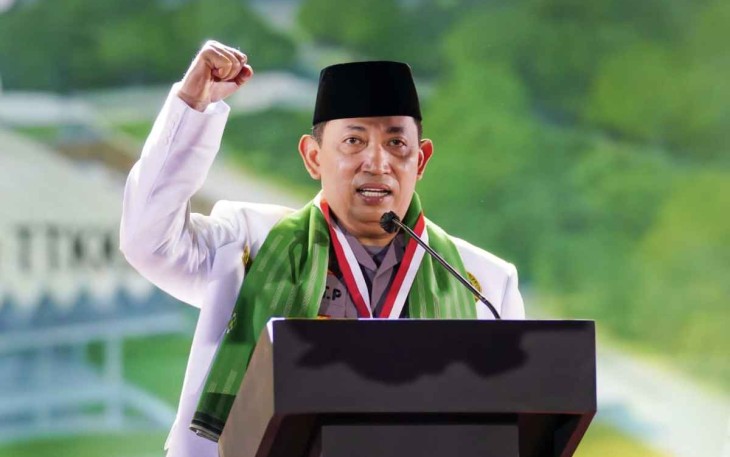 Kapolri saat memberikan sambutan di acara Tradisi Keceran, Sabtu (8/10)