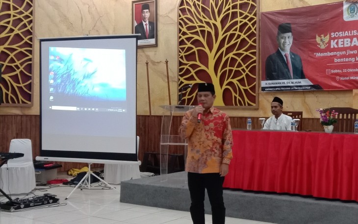 H. Gunawan, S.H., M.Hum, saat memaparkan tentang wawasan kebangsaan, Sabtu (22/10/2022), di Hotel Mirabell, Kepanjen Kabupaten Malang.