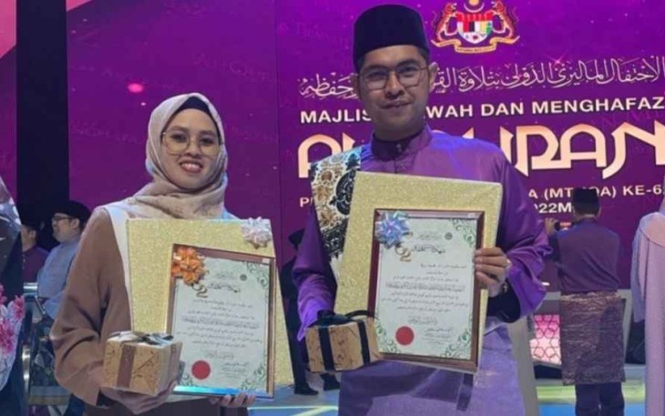 Dua Qari Indonesia, Muhammad Rizqon dan Yuni Wulandari Hasim, raih medali perunggu MTQ Internasional di Malaysia