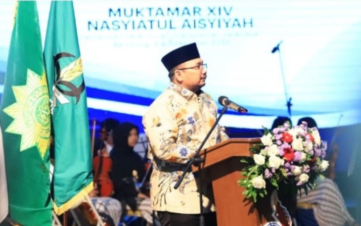 Menag Yaqut Cholil Qoumas saat pembukaan Muktamar Nasyiatul Aisyiyah ke XIV