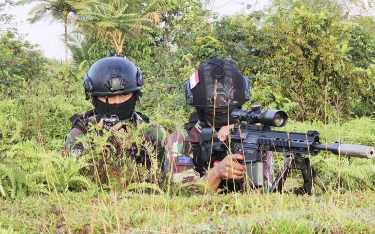 Prajurit Satkopaska Koarmada III saat latihan Interdiksi Maritim, Rabu (21/12)